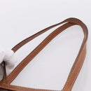 CELINE Macadam Canvas Tote Bag PVC Leather Brown Gold Auth 197781-8