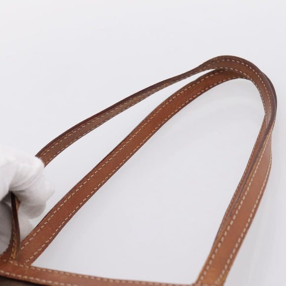 CELINE Macadam Canvas Tote Bag PVC Leather Brown Gold Auth 197781