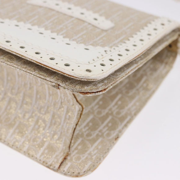 Christian Dior Trotter Canvas Hand Bag Gold Auth 197782SAM