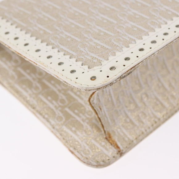 Christian Dior Trotter Canvas Hand Bag Gold Auth 197782SAM