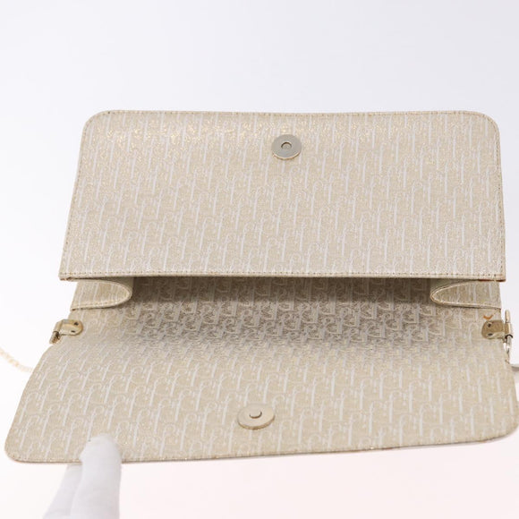Christian Dior Trotter Canvas Hand Bag Gold Auth 197782SAM