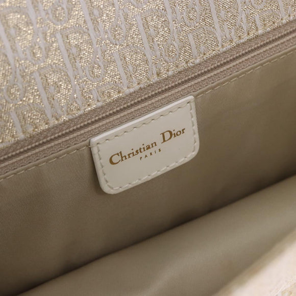 Christian Dior Trotter Canvas Hand Bag Gold Auth 197782SAM