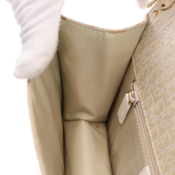 Christian Dior Trotter Canvas Hand Bag Gold Auth 197782SAM