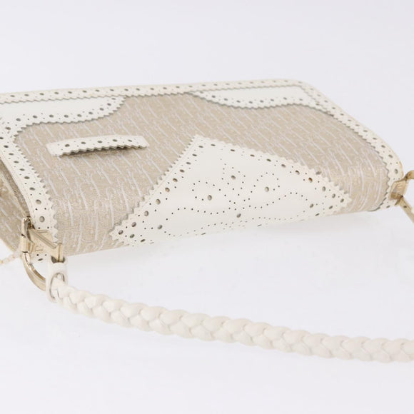 Christian Dior Trotter Canvas Hand Bag Gold Auth 197782SAM