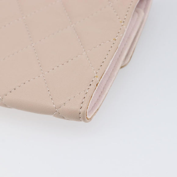 CHANEL Matelasse 2.55 Accessory Pouch Lamb Skin Pink Gold CC Auth 197784V