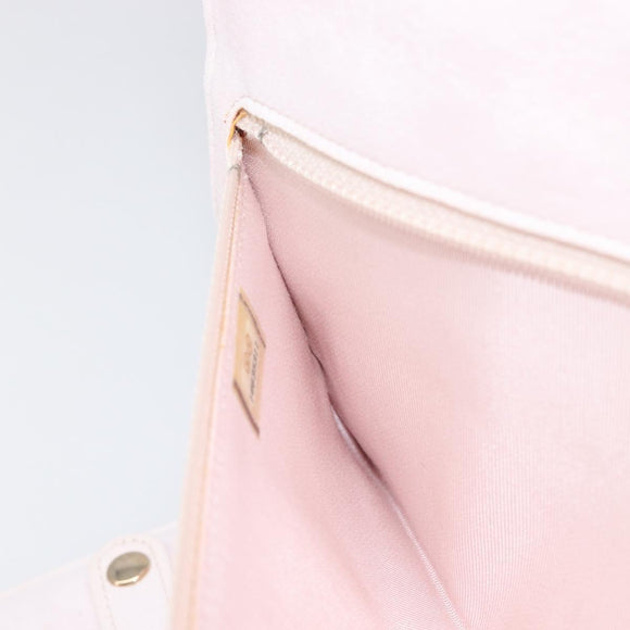 CHANEL Matelasse 2.55 Accessory Pouch Lamb Skin Pink Gold CC Auth 197784V