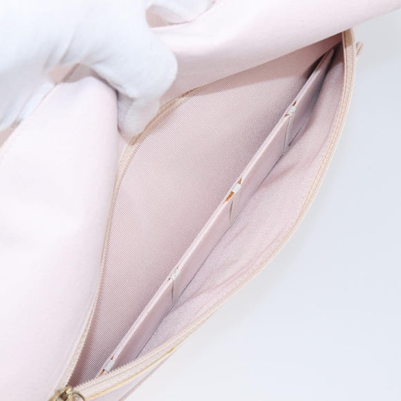 CHANEL Matelasse 2.55 Accessory Pouch Lamb Skin Pink Gold CC Auth 197784V