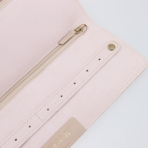 CHANEL Matelasse 2.55 Accessory Pouch Lamb Skin Pink Gold CC Auth 197784V