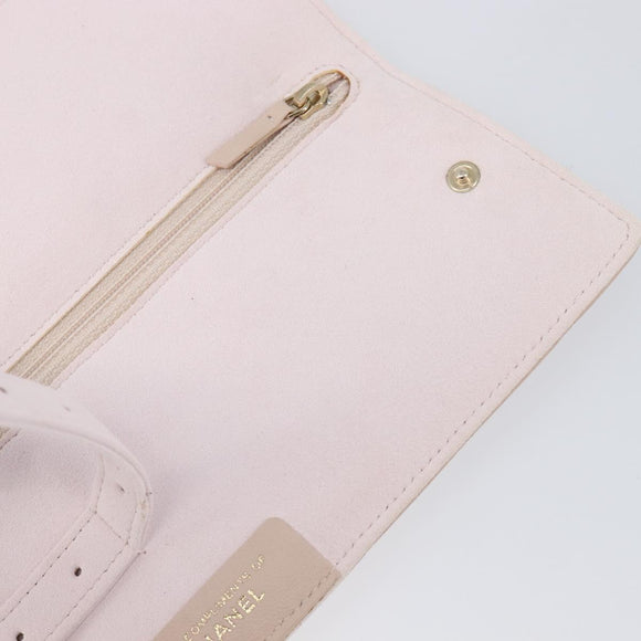 CHANEL Matelasse 2.55 Accessory Pouch Lamb Skin Pink Gold CC Auth 197784V