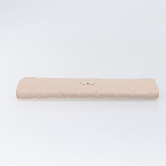 CHANEL Matelasse 2.55 Accessory Pouch Lamb Skin Pink Gold CC Auth 197784V