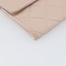 CHANEL Matelasse 2.55 Accessory Pouch Lamb Skin Pink Gold CC Auth 197784V-9