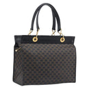CELINE Macadam Canvas Hand Bag PVC Leather Black Gold Auth 197786A-1