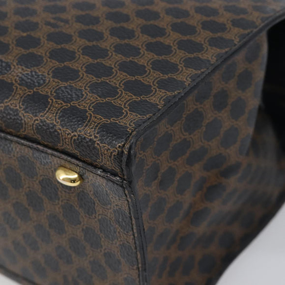 CELINE Macadam Canvas Hand Bag PVC Leather Black Gold Auth 197786A