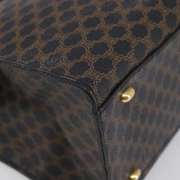 CELINE Macadam Canvas Hand Bag PVC Leather Black Gold Auth 197786A