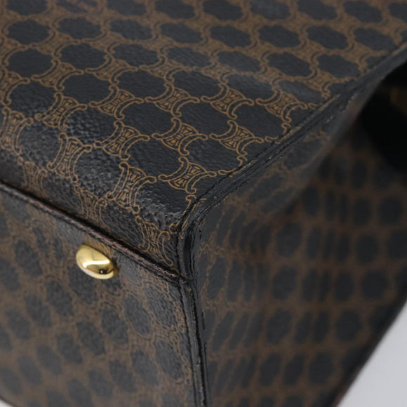 CELINE Macadam Canvas Hand Bag PVC Leather Black Gold Auth 197786A