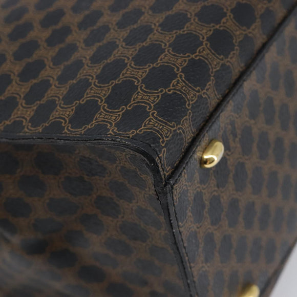 CELINE Macadam Canvas Hand Bag PVC Leather Black Gold Auth 197786A