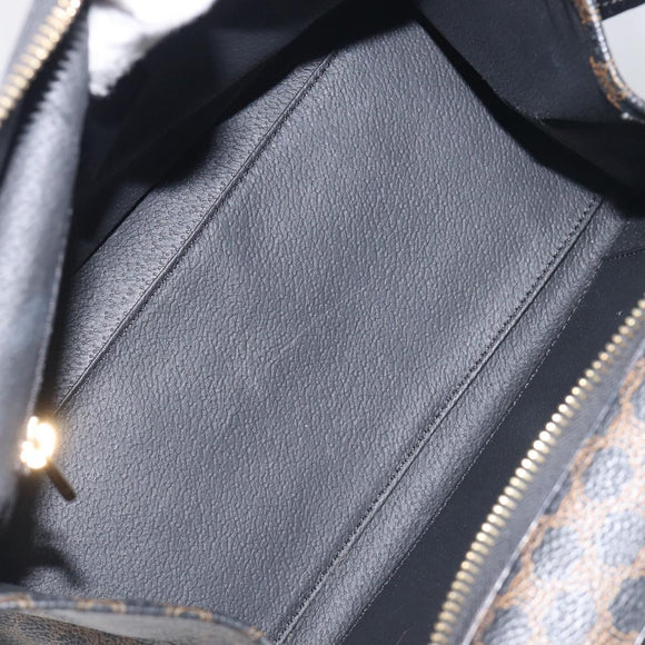 CELINE Macadam Canvas Hand Bag PVC Leather Black Gold Auth 197786A