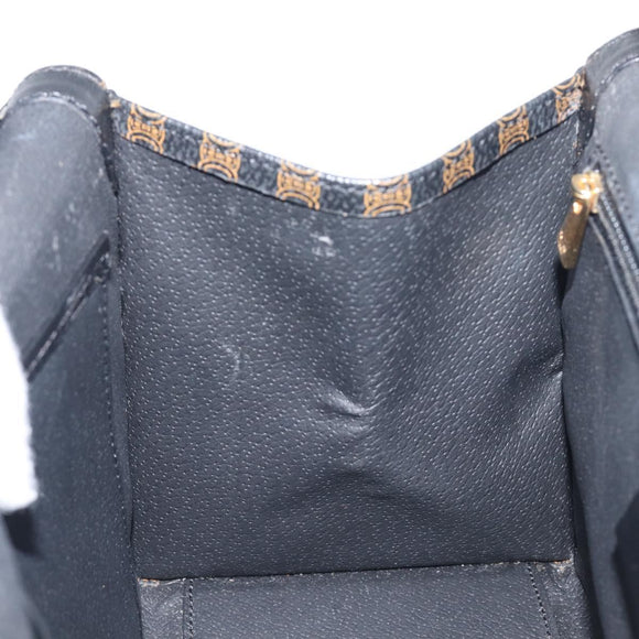 CELINE Macadam Canvas Hand Bag PVC Leather Black Gold Auth 197786A