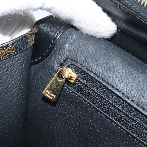 CELINE Macadam Canvas Hand Bag PVC Leather Black Gold Auth 197786A