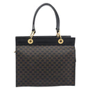 CELINE Macadam Canvas Hand Bag PVC Leather Black Gold Auth 197786A-13