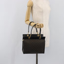 CELINE Macadam Canvas Hand Bag PVC Leather Black Gold Auth 197786A-24