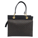 CELINE Macadam Canvas Hand Bag PVC Leather Black Gold Auth 197786A-2