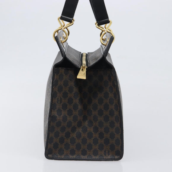 CELINE Macadam Canvas Hand Bag PVC Leather Black Gold Auth 197786A