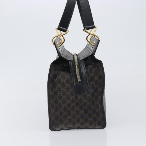 CELINE Macadam Canvas Hand Bag PVC Leather Black Gold Auth 197786A