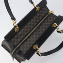 CELINE Macadam Canvas Hand Bag PVC Leather Black Gold Auth 197786A-6