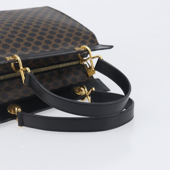 CELINE Macadam Canvas Hand Bag PVC Leather Black Gold Auth 197786A