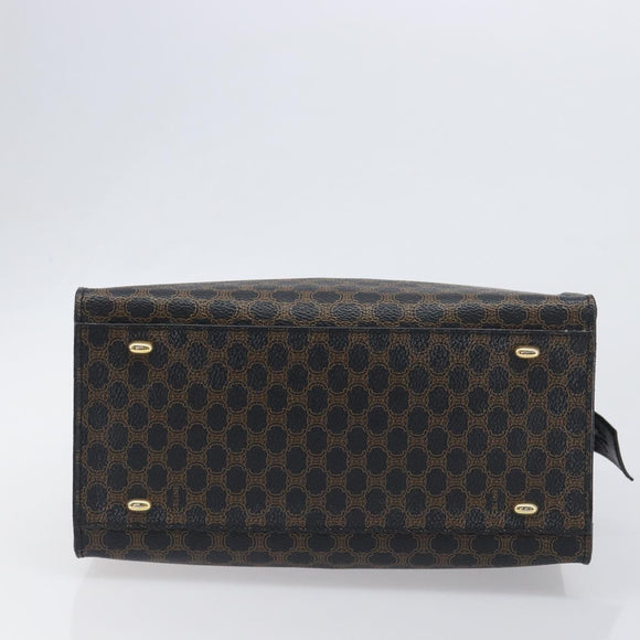 CELINE Macadam Canvas Hand Bag PVC Leather Black Gold Auth 197786A