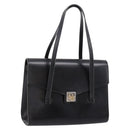 Christian Dior Hand Bag Leather Black Gold Auth 197791-1