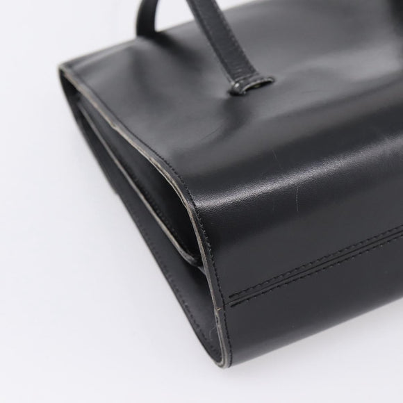 Christian Dior Hand Bag Leather Black Gold Auth 197791