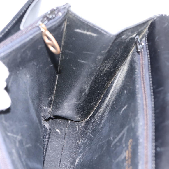 Christian Dior Hand Bag Leather Black Gold Auth 197791