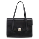 Christian Dior Hand Bag Leather Black Gold Auth 197791-2