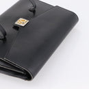 Christian Dior Hand Bag Leather Black Gold Auth 197791-6