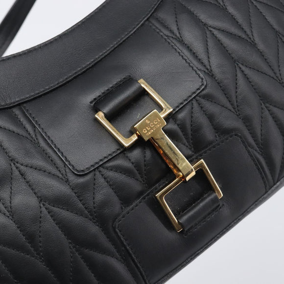 GUCCI Jackie Shoulder Bag Leather Black Gold 001 4128 Auth 197798V