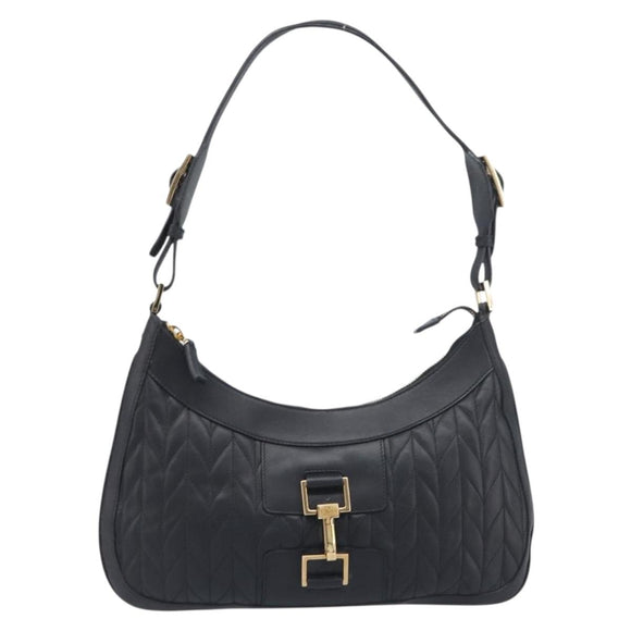 GUCCI Jackie Shoulder Bag Leather Black Gold 001 4128 Auth 197798V