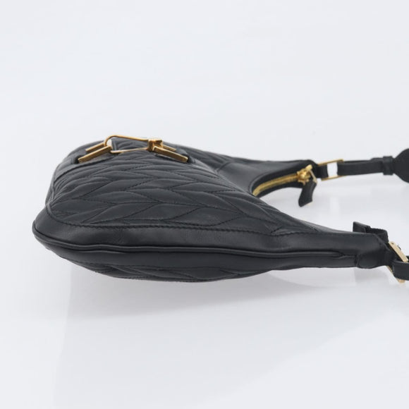 GUCCI Jackie Shoulder Bag Leather Black Gold 001 4128 Auth 197798V