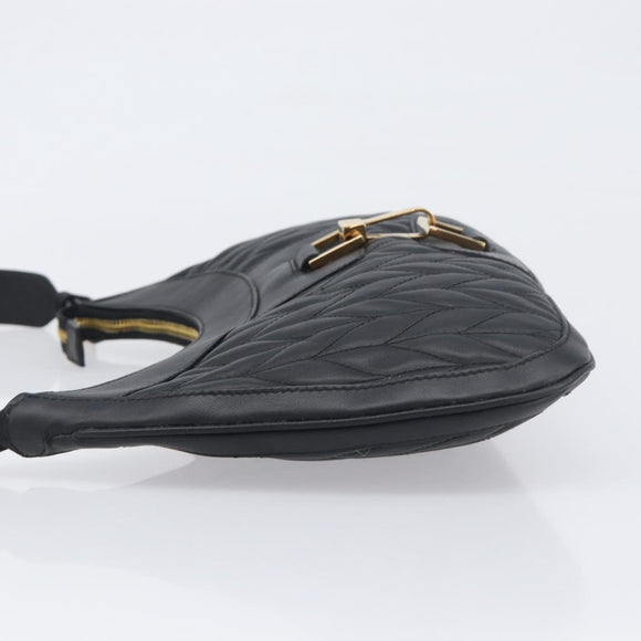 GUCCI Jackie Shoulder Bag Leather Black Gold 001 4128 Auth 197798V