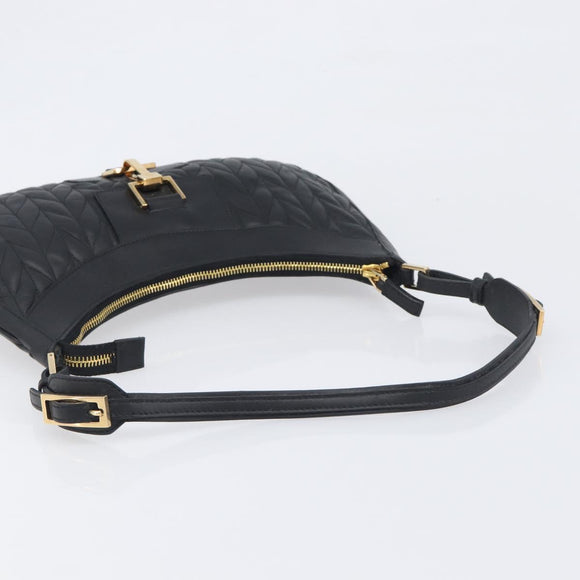 GUCCI Jackie Shoulder Bag Leather Black Gold 001 4128 Auth 197798V