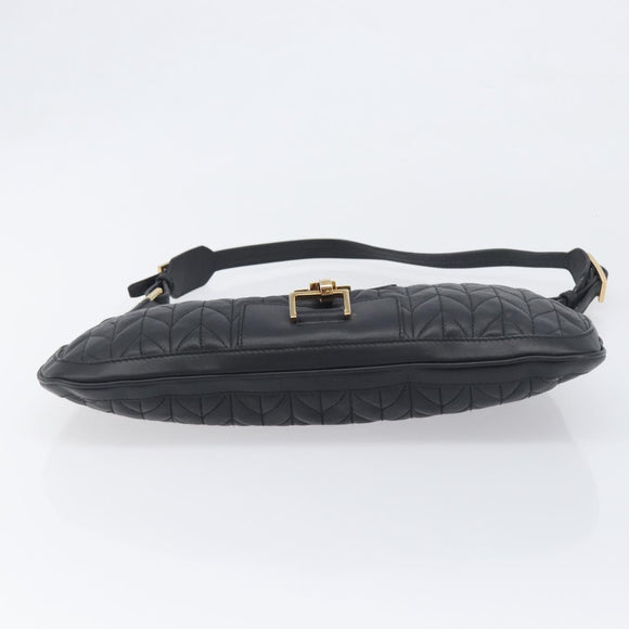 GUCCI Jackie Shoulder Bag Leather Black Gold 001 4128 Auth 197798V