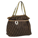 FENDI Zucca Canvas Tote Bag Nylon Brown Black Auth 197800-1