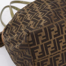 FENDI Zucca Canvas Tote Bag Nylon Brown Black Auth 197800-11