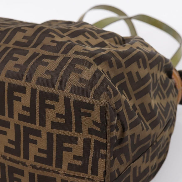 FENDI Zucca Canvas Tote Bag Nylon Brown Black Auth 197800
