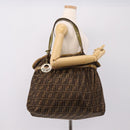 FENDI Zucca Canvas Tote Bag Nylon Brown Black Auth 197800-22