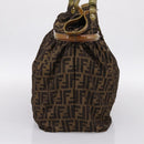FENDI Zucca Canvas Tote Bag Nylon Brown Black Auth 197800-4