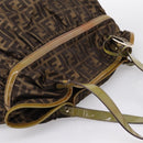 FENDI Zucca Canvas Tote Bag Nylon Brown Black Auth 197800-6