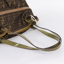 FENDI Zucca Canvas Tote Bag Nylon Brown Black Auth 197800-7