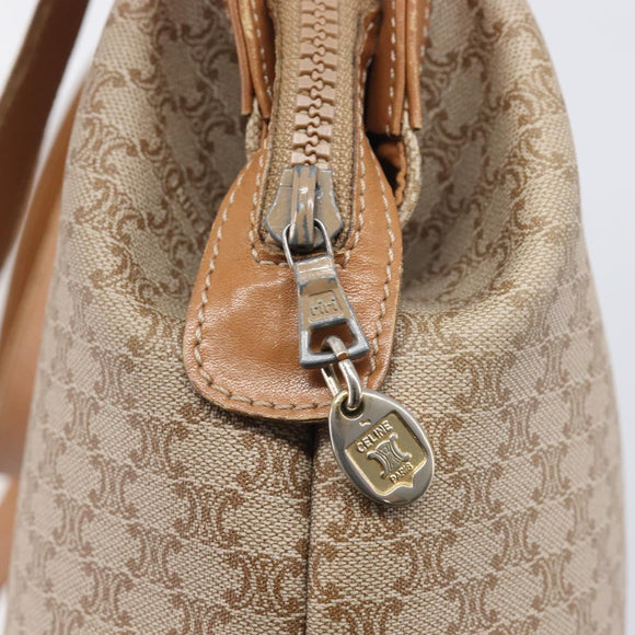 CELINE Macadam Canvas Shoulder Bag PVC Beige Gold Auth 197804